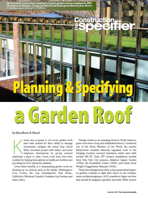 The Construction Specifier - Planning and Specifying a Garden Roof