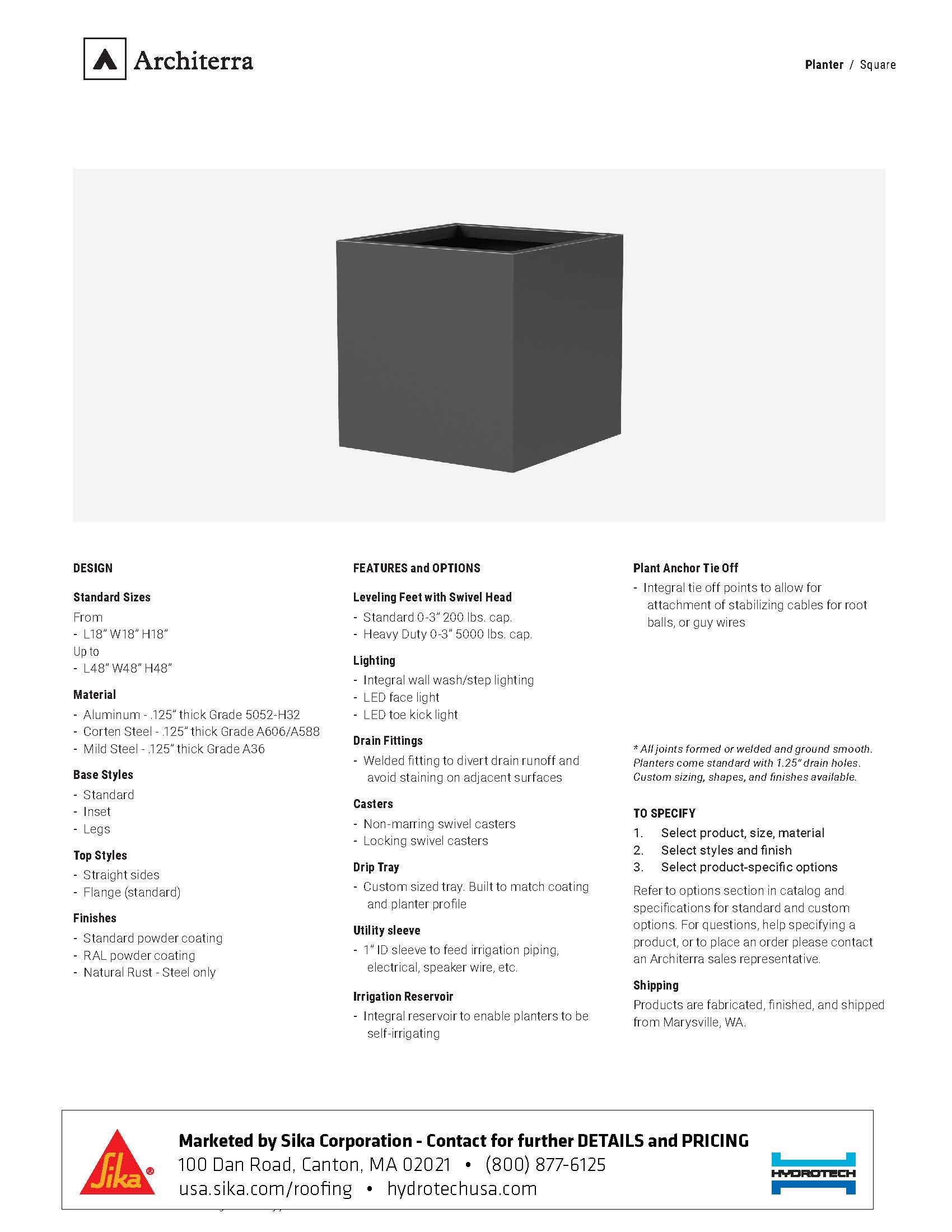 Architerra Metal Planter – Square