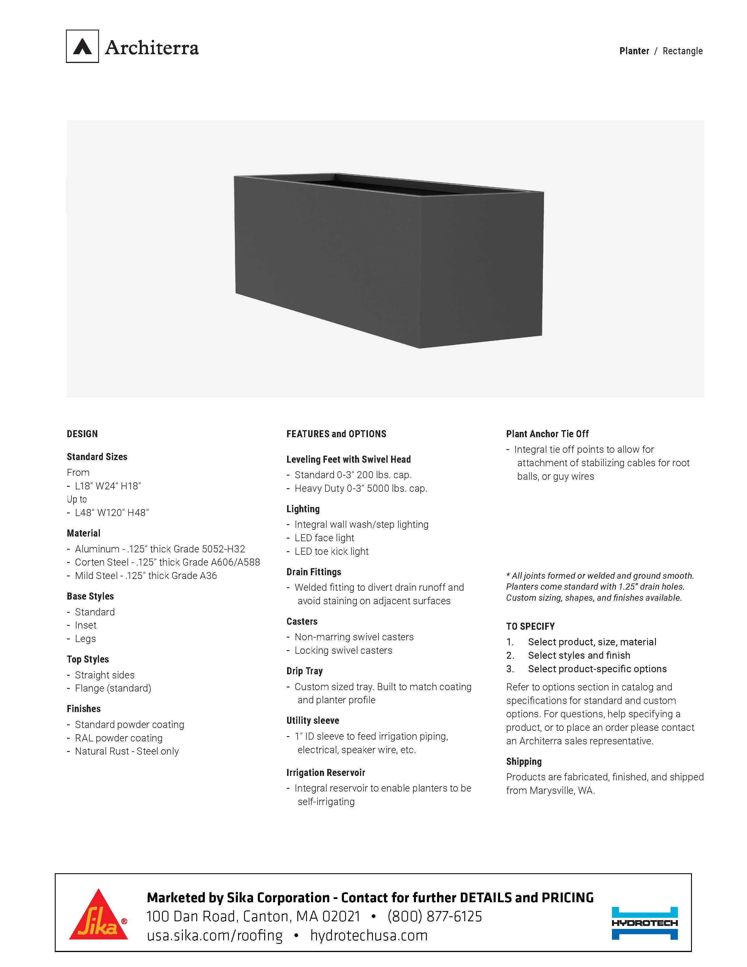 Architerra Metal Planter - Rectangle