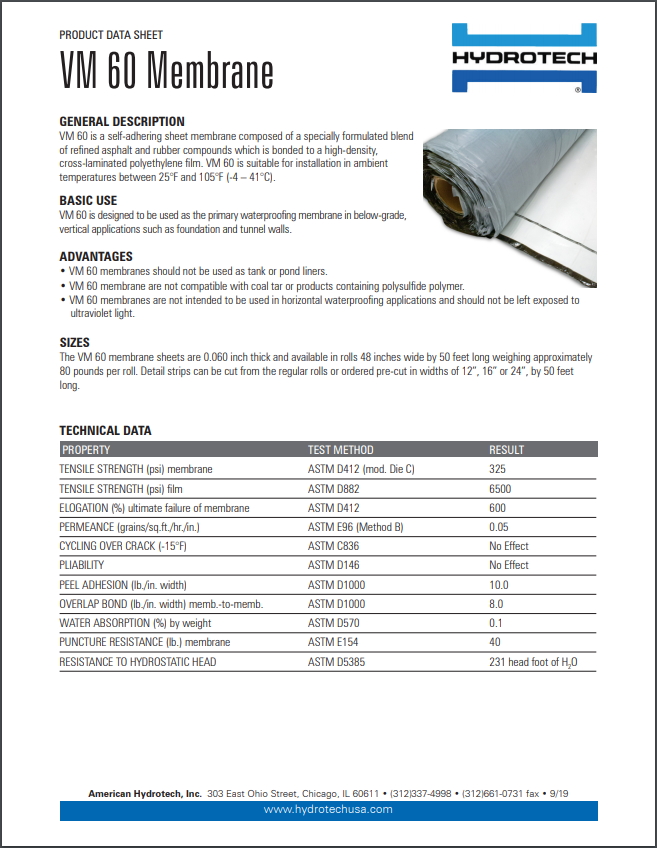 PDS - Hydrotech® VM 60 Membrane