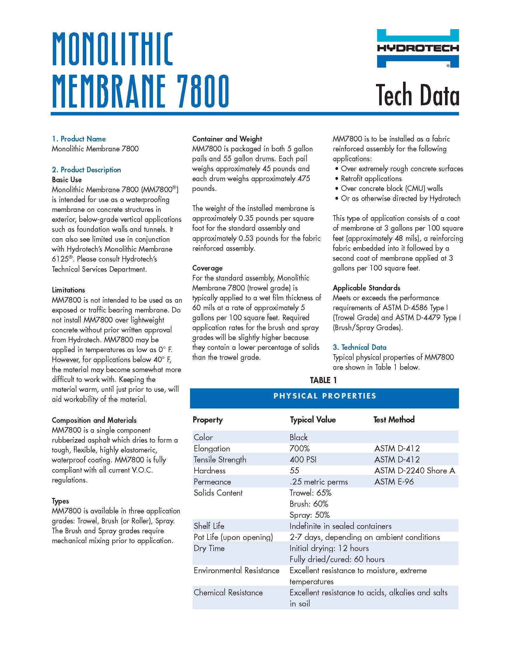 Monolithic Membrane 7800 (Trowel Grade)
