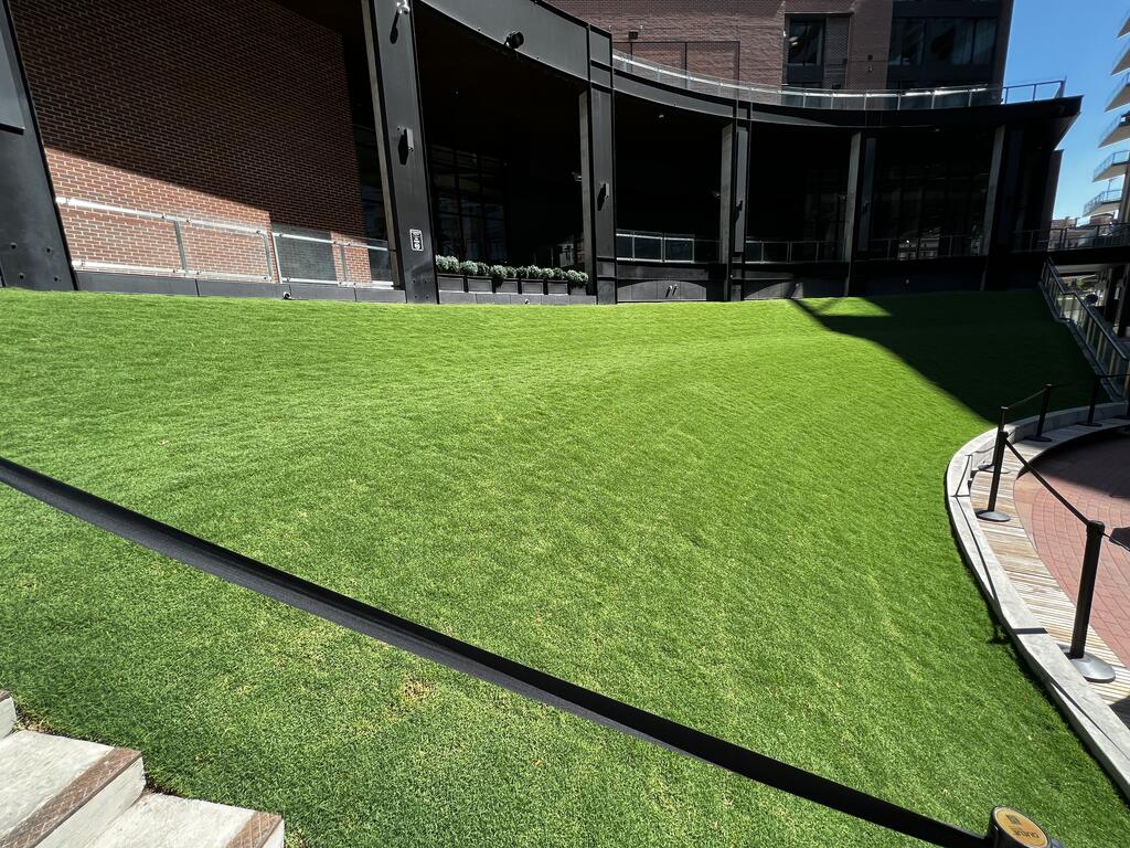 Sloped green roof lawn at McGregor Square 