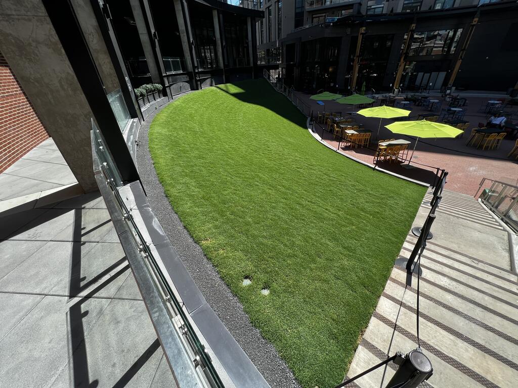 Sloped green roof lawn at McGregor Square