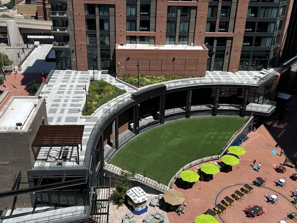 McGregor Square at the Colorado Rockies Lot amenity and green roof space