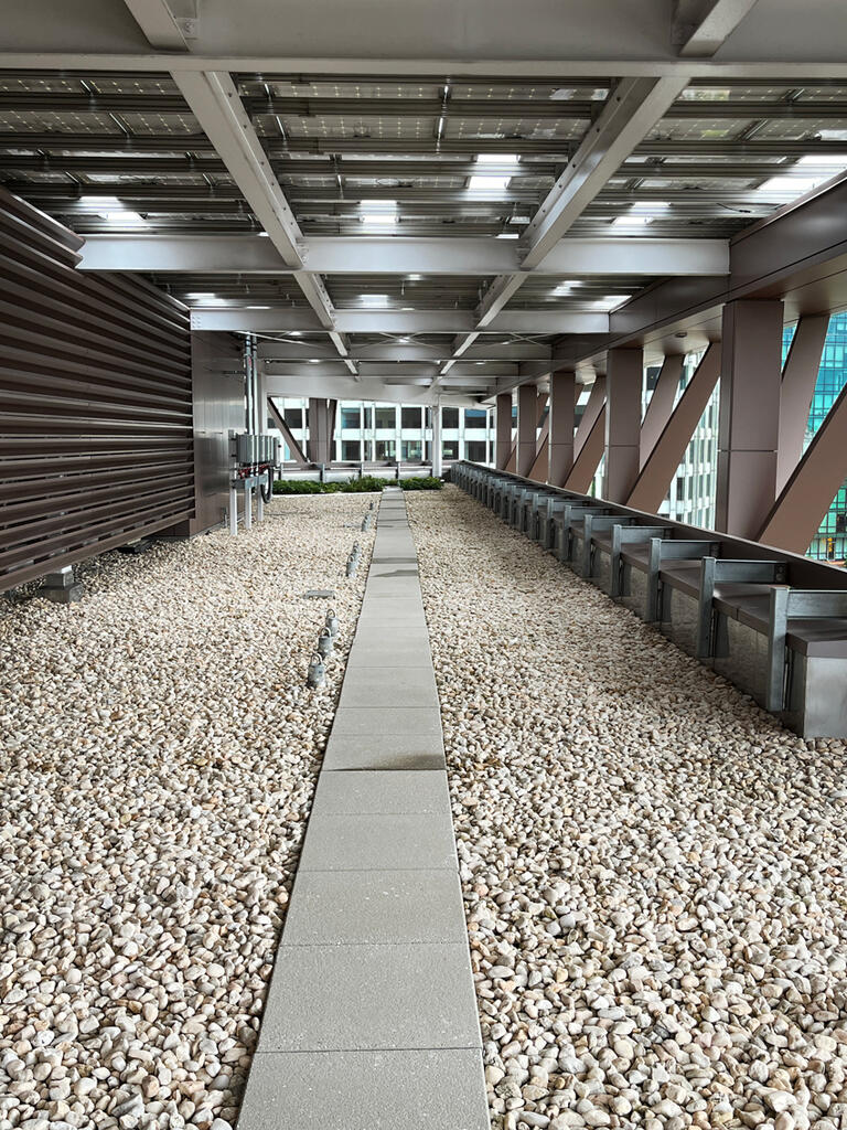 gravel ballast roof, green roof, amenity deck